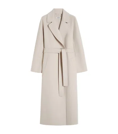 Max Mara Virgin Wool Belted Coat In Beige