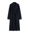 Max Mara Virgin Wool Belted Coat In Blue