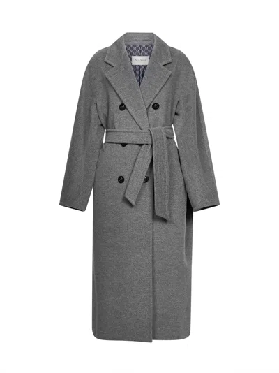 Max Mara Virgin Wool Belted Coat In Multi