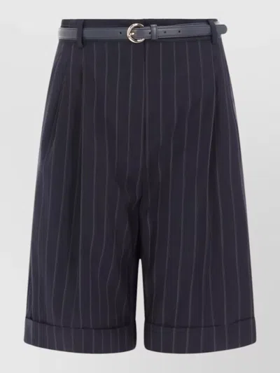 Max Mara Virgin Wool Belted Tailored Bermuda Shorts