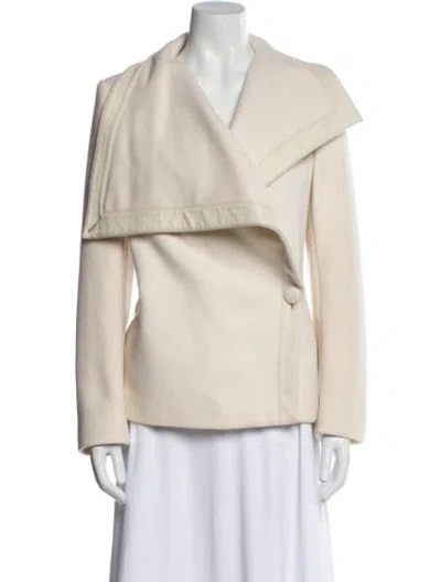 Pre-owned Max Mara Virgin Wool Biker Jacket In Neutral