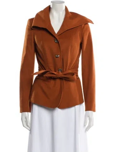 Pre-owned Max Mara Virgin Wool Biker Jacket In Orange