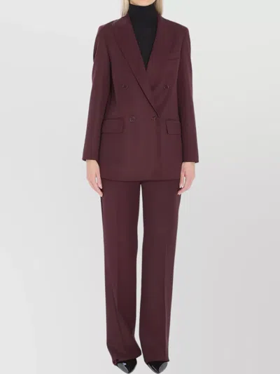 Max Mara Virgin Wool Blazer Peaked Lapels In Burgundy