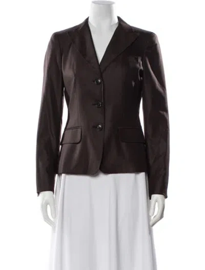 Pre-owned Max Mara Virgin Wool Blazer W/ Tags In Brown