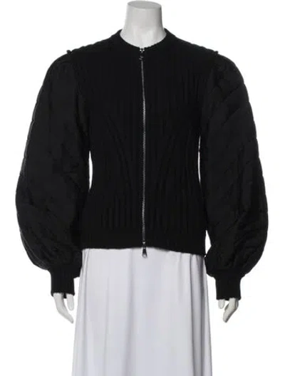 Pre-owned Max Mara Virgin Wool Bomber Jacket In Black
