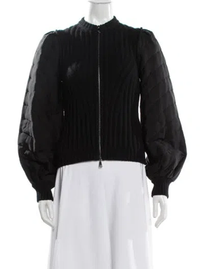 Pre-owned Max Mara Virgin Wool Bomber Jacket In Black