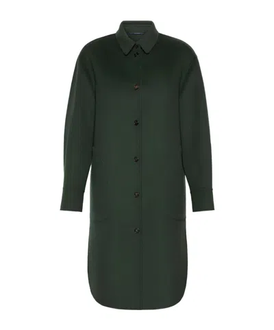 Max Mara Virgin Wool Button-down Coat In Dark Green