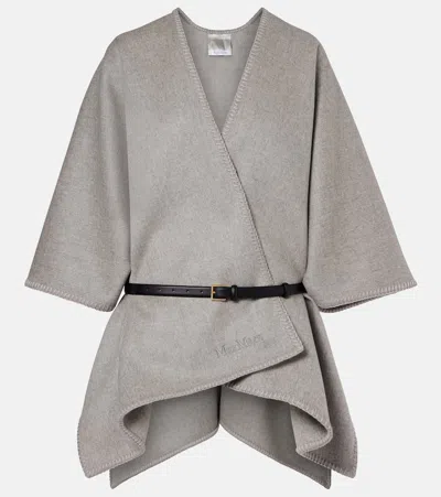 Max Mara Virgin Wool Cape In Gray