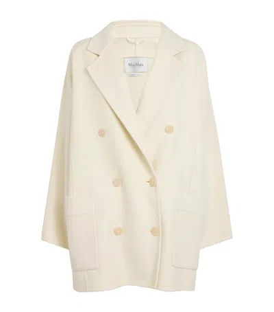 Max Mara Virgin Wool-cashmere Double-breasted Coat In White