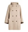 Max Mara Double-breasted Coat With Hood In Beige