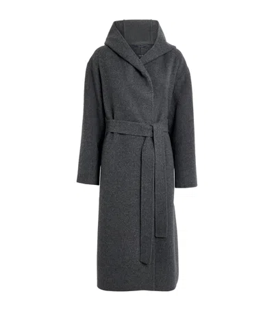 Max Mara Virgin Wool-cashmere Hooded Coat In Black