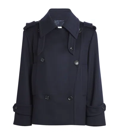 Max Mara Laveno Wool & Cashmere Short Coat In Navy