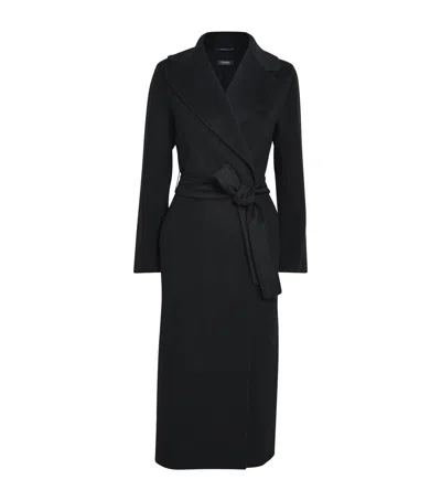 Max Mara Virgin Wool-cashmere Wrap Coat In Black