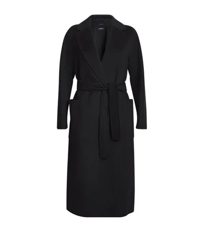 Max Mara Virgin Wool-cashmere Wrap Coat In Black