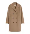 Max Mara Wool Broadcloth Midi Coat In Beige