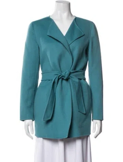 Pre-owned Max Mara Virgin Wool Coat In Blue