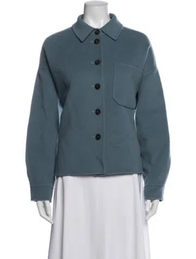Pre-owned Max Mara Virgin Wool Coat In Blue