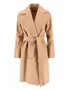 Max Mara Waist Belted Long Length Jacket In Neutral