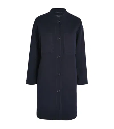 Max Mara Virgin Wool Coat In Navy