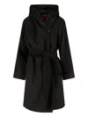Max Mara Burgundy Drap Double Cloth Cles Robe Coat In Black