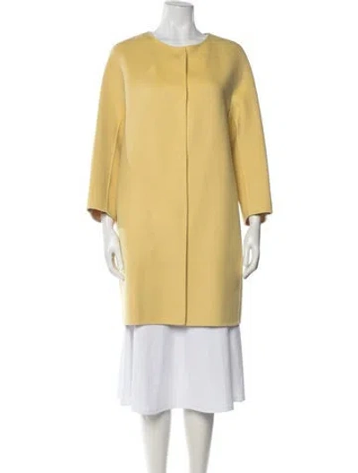 Pre-owned Max Mara Virgin Wool Coat In Yellow