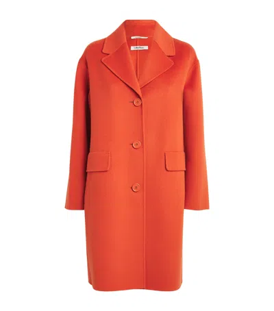 Max Mara Virgin Wool Cocoon Coat In Orange