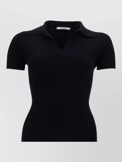 Max Mara Virgin Wool Collared Knitted Top