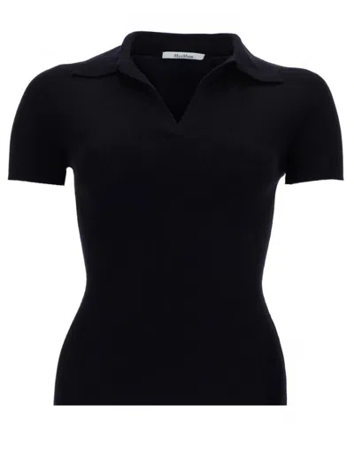 Max Mara Virgin Wool Collared Shirt In Blue