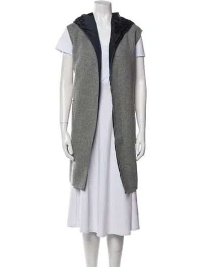 Pre-owned Max Mara Virgin Wool Colorblock Pattern Coat In Gray