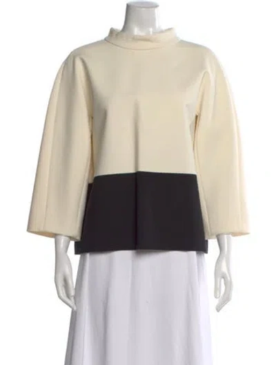 Pre-owned Max Mara Virgin Wool Colorblock Pattern Top In Neutral