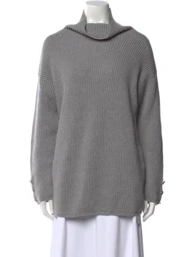 Pre-owned Max Mara Virgin Wool Cowl Neck Sweater In Gray