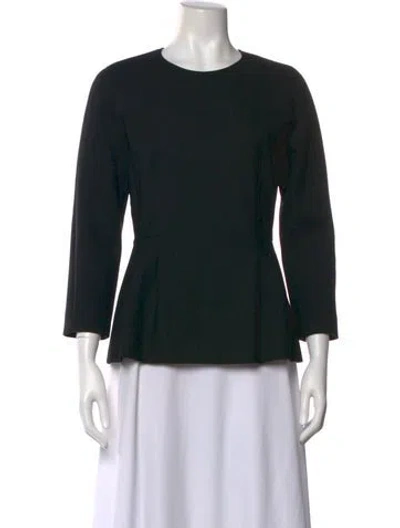 Pre-owned Max Mara Virgin Wool Crew Neck Blouse In Black