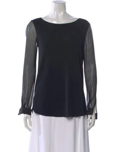 Pre-owned Max Mara Virgin Wool Crew Neck Blouse In Blue