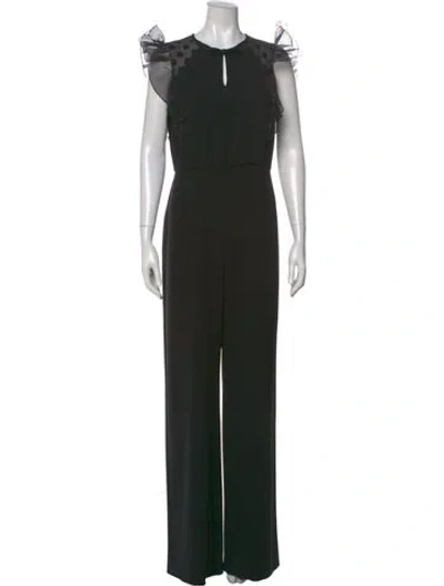 Pre-owned Max Mara Virgin Wool Crew Neck Jumpsuit In Black