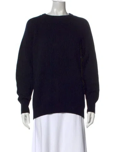 Pre-owned Max Mara Virgin Wool Crew Neck Sweater In Blue