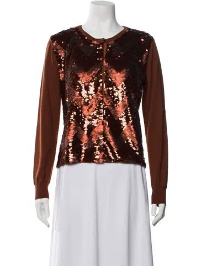 Pre-owned Max Mara Virgin Wool Crew Neck Sweater In Brown