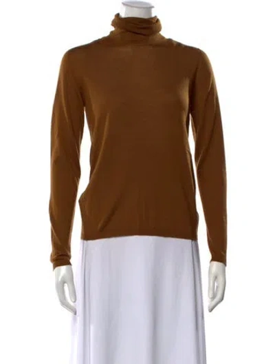 Pre-owned Max Mara Virgin Wool Crew Neck Sweater In Brown