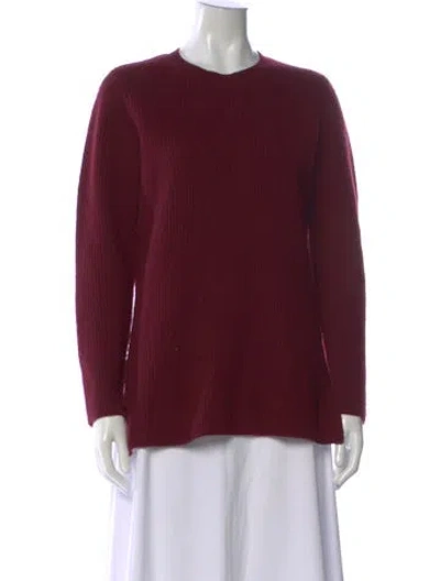 Pre-owned Max Mara Virgin Wool Crew Neck Sweater In Burgundy