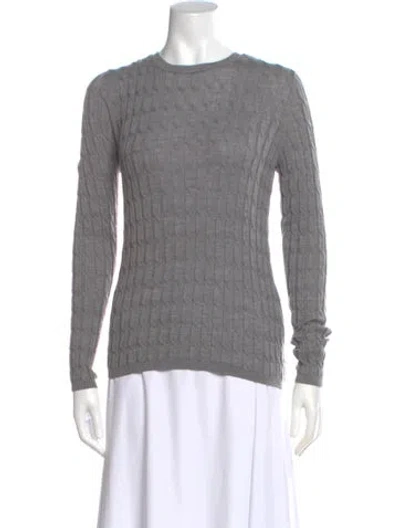 Pre-owned Max Mara Virgin Wool Crew Neck Sweater In Gray