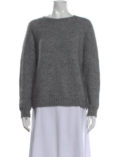 Pre-owned Max Mara Virgin Wool Crew Neck Sweater In Gray