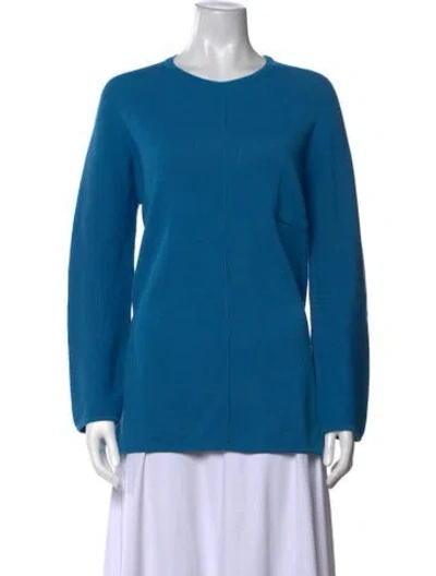 Pre-owned Max Mara Virgin Wool Crew Neck Top In Blue