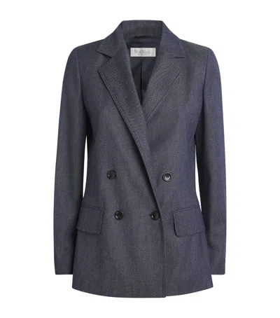 Max Mara Virgin Wool Double-breasted Blazer In Blue