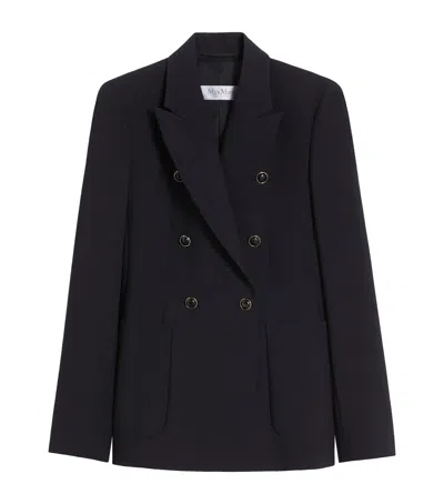 Max Mara Virgin Wool Double-breasted Blazer In Blue
