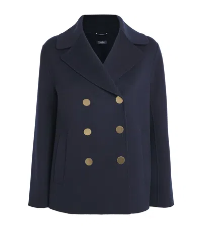 Max Mara Virgin Wool Double-breasted Blazer In Navy