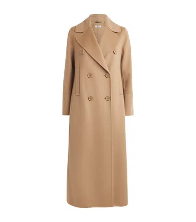 Max Mara Virgin Wool Double-breasted Coat In Beige