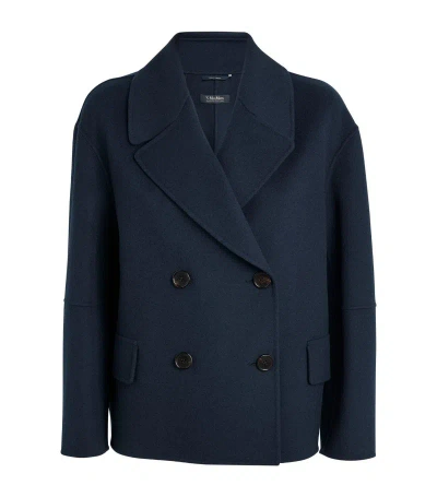 Max Mara Virgin Wool Double-breasted Jacket In Blue