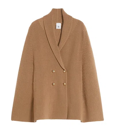Max Mara Virgin Wool Double-breasted Cape In Beige