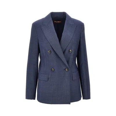 Max Mara Virgin Wool Double-breasted Jacket In Blue