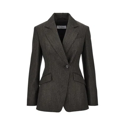 Max Mara Virgin Wool Double-breasted Jacket In Black