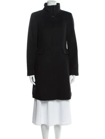 Pre-owned Max Mara Virgin Wool Faux Fur Coat In Black